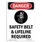 Signmission OSHA Danger Sign, Safety Belt And Lifeline, 10in X 7in Rigid Plastic, 7" W, 10" H, Portrait OS-DS-P-710-V-1551 - alternate 1